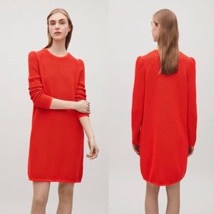 COS Women's Red Raised Knit Dress